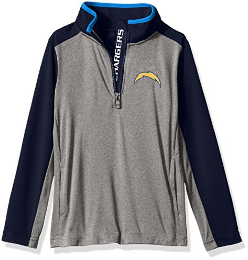 NFL Boys 4-7 "Matrix" 1/4 Zip Top-Light Charcoal-L(7), Los Angeles Chargers NFL Boys 4-7 "Matrix" 1/4 Zip Top-Light Charcoal-L(7), Los Angeles Chargers