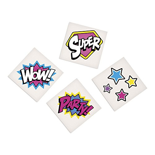 Fun Express - Superhero Girl Temporary Tattoos (6dz) for Birthday - Apparel Accessories - Temporary Tattoos - Regular Tattoos - Birthday - 72 Pieces Fun Express - Superhero Girl Temporary Tattoos (6dz) for Birthday - Apparel Accessories - Temporary Tattoos - Regular Tattoos - Birthday - 72 Pieces