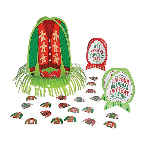 Fun Express - Ugly Sweater Table Decor Kit (23pc) for Christmas - Party Decor - General Decor - Centerpieces - Christmas - 23 Pieces