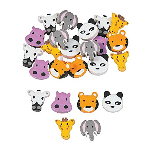 Fun Express - Mini Zoo Animals Erasers - Stationery - Pencil Accessories - Erasers - 144 Pieces