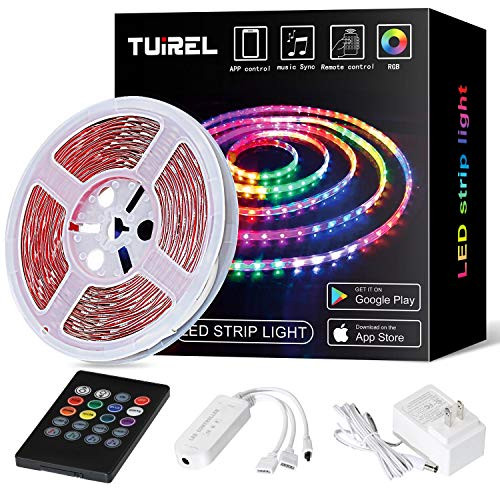 TUIREL Led Strip Lights 50ft with 5050 SMD LED Color Changing Strip Light Keys Remote Controller and 12V Power Supply with Light Strips Kit for Home, Bedroom, TV Backlight,Kitchen,DIY Decoration