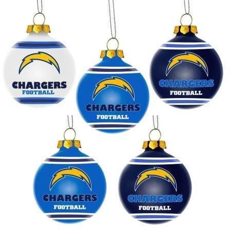 NFL San Diego Chargers Shatterproof Ball Ornament (Pack of 5), Blue
