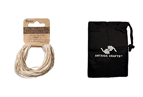 Darice DIY Crafts Supplies Beading Cord Organic Cotton Natural 15yds (6 Pack) 1936 100 Bundle with 1 Artsiga Crafts Small Bag