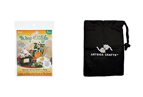 Darice DIY Crafts Supplies Gift Wrapping Bags Basket Shrink Clear 24 x 30 inches (12 Pack) 5304 08 Bundle with 1 Artsiga Crafts Small Bag