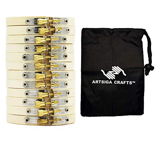 Darice DIY Crafts Supplies Embroidery Hoops 3 inch Wooden Round (12 Pack) Bundled with 1 Artsiga Crafts Small Bag