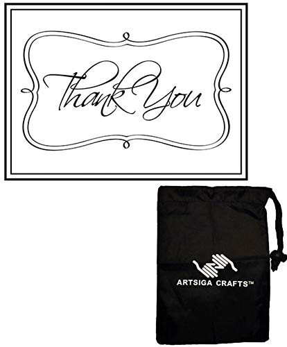 Darice DIY Crafts Supplies Embossing Folders for Card Making Thank You Script 4.25 x 5.75 1215-46 Bundle with 1 Artsiga Crafts Small Bag