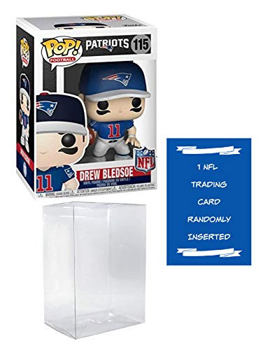 Funko Drew Bledsoe New England Patriots Pop Figure Bundle with Protector Case & 1 NFL Trading Card