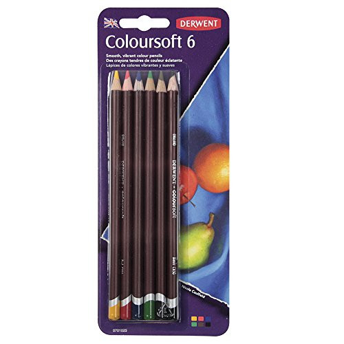 Derwent Colored Pencils, Coloursoft Pencils, Drawing, Art, Pack, 6 Count (0701025)