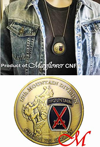 Mayflower CNF Coin &Leather Holder - 10th Mountain Division - Salute to Our Heroes, Fight for Our Freedom
