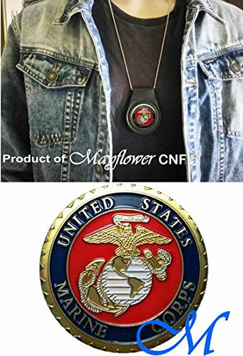 Mayflower CNF Coin &Leather Holder - U.S.M.C - Honoring Those Who Serve, Freedom is Not Free