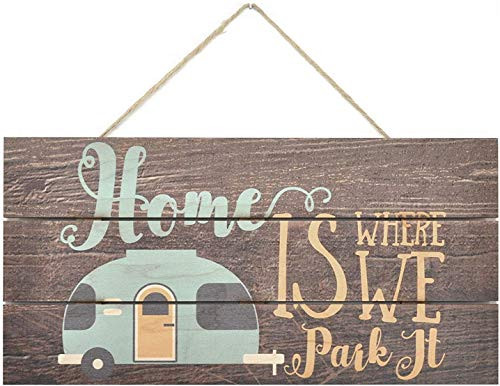 MAIYUAN Home is Where We Park It Wooden Plank Sign 5 x 10 Inches(CB735)