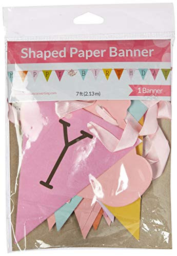 Creative Converting Balloons Tea Time Party Happy Birthday Ribbon Banner, One Size, Multicolor