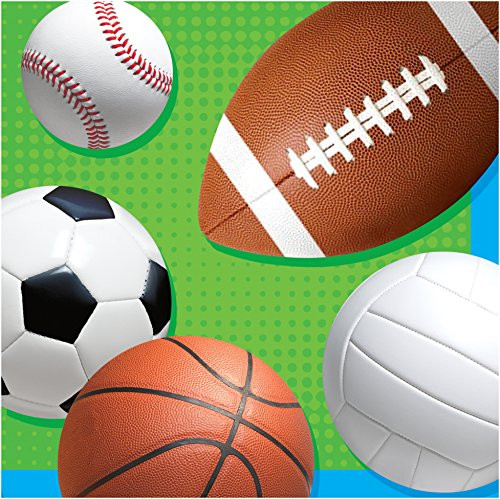 Creative Converting 16 Count Celebrate Sports Beverage Napkins, Green/Brown