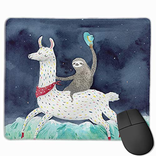 New Sloth Riding Llama Painting Gaming Mouse Pad Custom, Rectangle Non-Slip Rubber Base Mouse Mat for Computer, Laptop, Office Decor