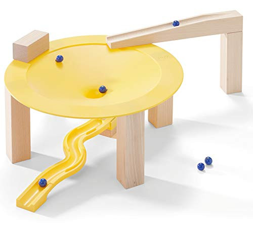 HABA Big Speed Circle - Marble Ball Track Accessory with Wooden Ramp and Support Blocks & Plastic Funnel and Winding Track Piece (Made in Germany)
