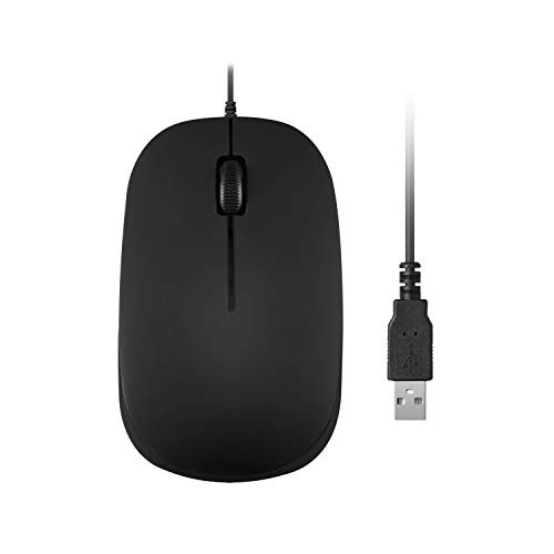 Perixx PERIMICE-201 II, Wired USB Optical Mouse - 3 Buttons - 1000dpi - USB - 1.8m Cable - Black