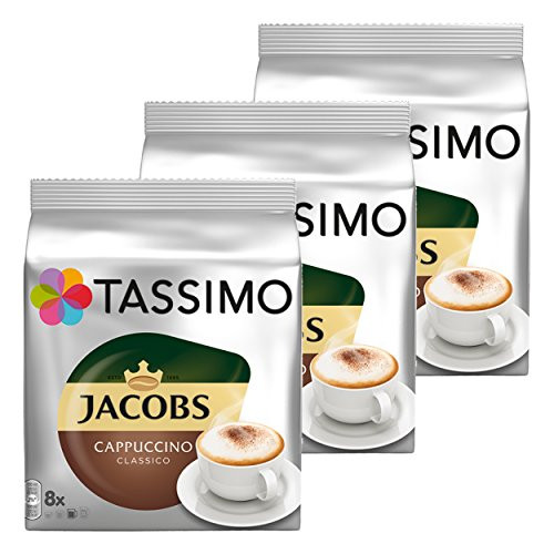 Tassimo Jacobs Cappuccino, Rainforest Alliance Certified, Pack of 3, 3 x 16 T-Discs (8 Servings) Tassimo Jacobs Cappuccino, Rainforest Alliance Certified, Pack of 3, 3 x 16 T-Discs (8 Servings)