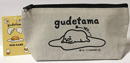 Sanrio Gudetama Pencil Case Bag Pouch Canvas Stationary Makeup Cosmetic Bag (Black)