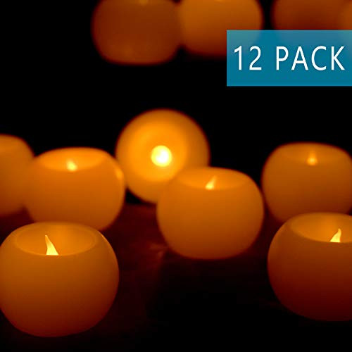 Furora LIGHTING Flameless LED Tea Lights, Votive Tealight Candles Battery Operated - Real Wax Round Shaped Votives LED Tea Lights Candles with Realistic and Romantic Flickering Flame - Pack of 12