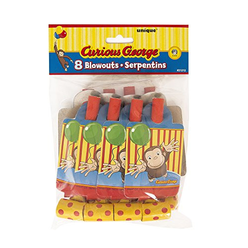 Curious George Party Blowers, 8ct