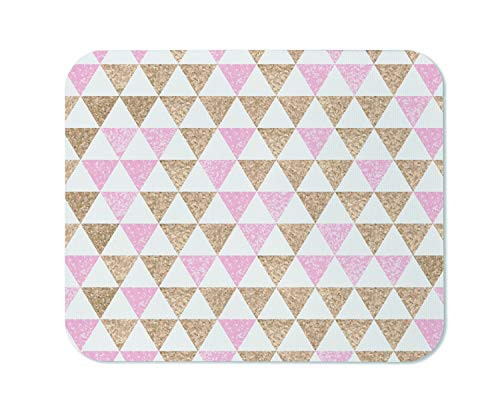 Yeuss Abstract Geometric Art Mouse Pad Rectangular Non-Slip Mousepad, Geometrics Abstracts Gold and Pink Triangles Texture Gaming Mouse Pads, Pink,200mm x 240mm