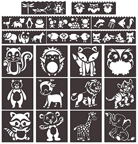 Animal Stencils, 12 Pcs Crafts Reusable Mylar Template for Journaling, DIY Home Decor Rock Art Projects Painting