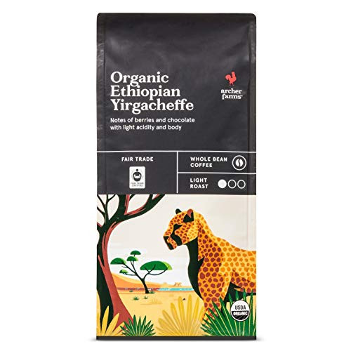 Archer Farms Organic Ethiopian Yirgacheffe Whole Bean Coffee Light Roast, 10 OZ (One Pack)