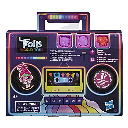 Trolls DreamWorks Tiny Dancers Friend Pack with 2 Tiny Dancers Figures, 2 Bracelets, and 10 Charms, Toy Inspired by The Movie World Tour