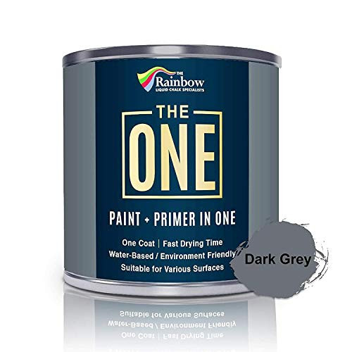 The ONE Paint - Dark Grey - 1 Liter - MATTE Finish, Multi Surface for Wood, Brick, Fence, Front Door, Furniture, Siding, Barn - Interior or Exterior