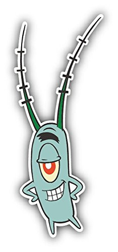 cartoon Spongebob Sheldon J. Plankton Car Bumper Sticker Decal - Longer Side 14''