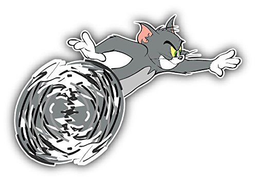 cartoon Tom and Jerry Turbo Car Bumper Sticker Decal - Longer Side 14''