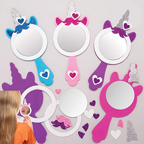 Baker Ross Unicorn Mirror Kits (Pack of 4) Foam Arts and Crafts for Kids Baker Ross Unicorn Mirror Kits (Pack of 4) Foam Arts and Crafts for Kids