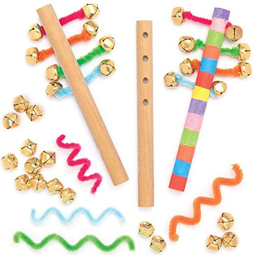Baker Ross AT813 Wooden Hand Bell Kits, for Kids Arts and Crafts Projects (Pack of 4), Assorted Baker Ross AT813 Wooden Hand Bell Kits, for Kids Arts and Crafts Projects (Pack of 4), Assorted