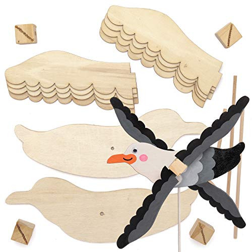 Baker Ross AT839 Seagull Wooden Windmill Kits, for Kids Arts and Crafts Projects (Pack of 2), Assorted Baker Ross AT839 Seagull Wooden Windmill Kits, for Kids Arts and Crafts Projects (Pack of 2), Assorted