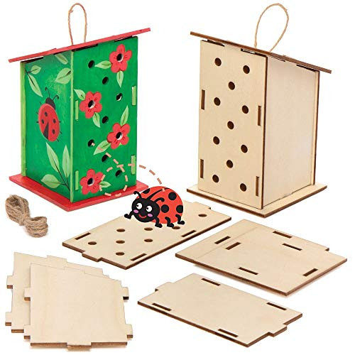 Baker Ross AT884 Wooden Ladybird House Kits, for Kids Arts and Crafts Projects (Pack of 2), Assorted Baker Ross AT884 Wooden Ladybird House Kits, for Kids Arts and Crafts Projects (Pack of 2), Assorted