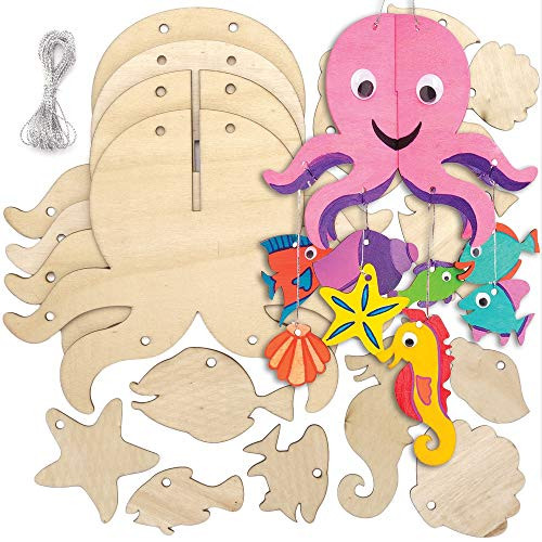 Baker Ross AT938 Sealife Wooden Mobile Kits, for Kids Arts and Crafts Projects (Pack of 2), Assorted Baker Ross AT938 Sealife Wooden Mobile Kits, for Kids Arts and Crafts Projects (Pack of 2), Assorted