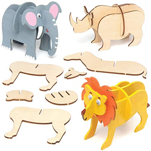 Baker Ross AT945 Make Your Own 3D Jungle Animal, Woodcraft Kits for Kids Arts and Crafts Projects and Painting (Pack of 5), Assorted Baker Ross AT945 Make Your Own 3D Jungle Animal, Woodcraft Kits for Kids Arts and Crafts Projects and Painting (Pack of 5), Assorted