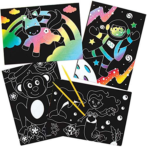 Baker Ross AX104 Scratch Art Pictures Assortment, for Kids Arts and Crafts Projects (Pack of 10), Assorted Baker Ross AX104 Scratch Art Pictures Assortment, for Kids Arts and Crafts Projects (Pack of 10), Assorted