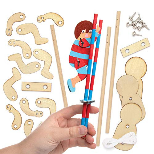 Baker Ross AX121 Wooden Flipping Acrobat Kits, for Kids Arts and Crafts Projects (Pack of 3), Assorted Baker Ross AX121 Wooden Flipping Acrobat Kits, for Kids Arts and Crafts Projects (Pack of 3), Assorted