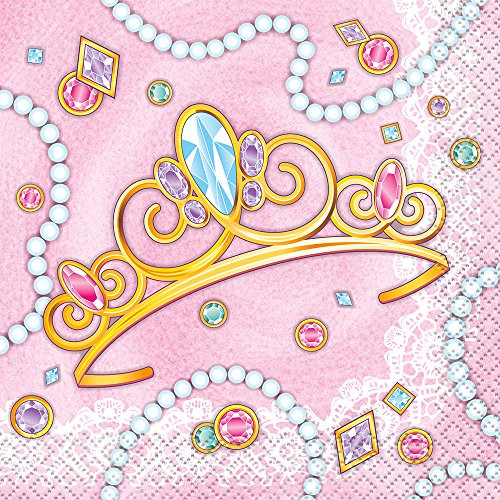 Jeweled Pink Princess Beverage Napkins, 16ct