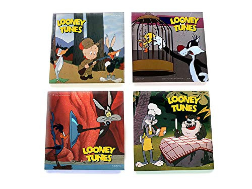 Looney Tunes Glass Coaster Set  Bugs Bunny Daffy Duck Elmer Fudd Road Runner Sylvester and Tweety Bird  Comes With Stylish Holder