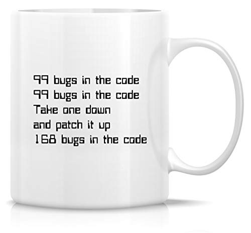 Retreez Funny Mug - 99 Bugs in the Code Programmer Software Engineer 11 Oz Ceramic Coffee Mugs - Funny, Sarcasm, Sarcastic, Inspirational birthday gifts for friends, coworkers, siblings, dad, mom