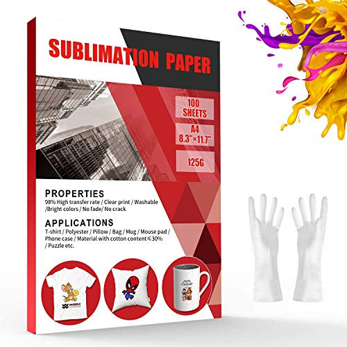 Tonha Sublimation Paper | Heat Transfer Paper | 100 Sheets | 8.3 x 11.7 | for Any Inkjet Printer with Sublimation Ink | for Light Colored or White Polyester Fabrics