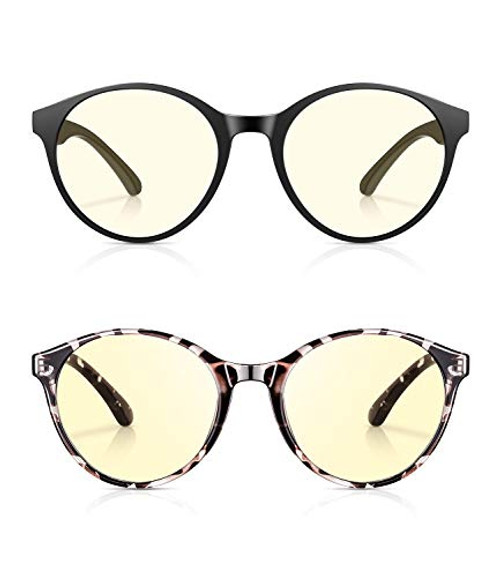 SIPU 2 Pack Blue Light Blocking Glasses for Women Men,Round Anti Eyestrain UV400 Computer Reading Gaming Glasses Blue Light Blocker Glasses No Prescription