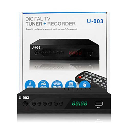 ATSC Digital TV Converter Box - UBISHENG U-003 Set-Top Box for Analog HDTV Live 1080P TV Box with TV Tuner, Time Shift, EPG, PVR Recording, Playback, Media Player, Digital Clock, Timer, LED, Freeview