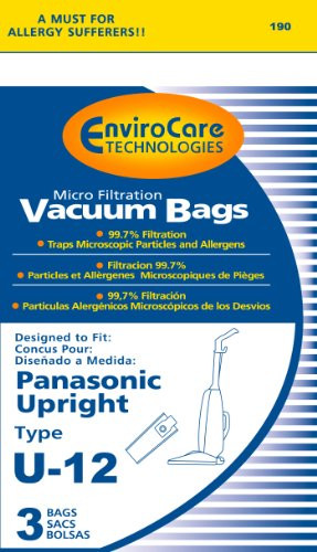 EnviroCare Replacment Vacuum bags for Panasonic Type U-12 Uprights 3 pack