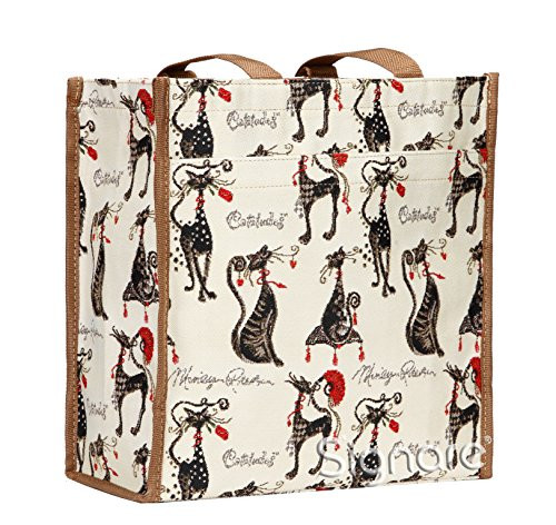 Signare Tapestry Shoulder Bag Shopping Bag for Women with Marilyn Robertson Catitude (SHOP-CUDE)
