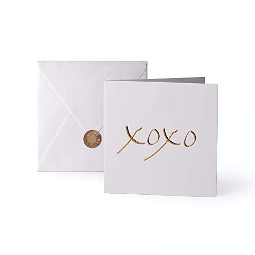 Katie Loxton XOXO Embossed Lettering 5 x 5 Paper Greeting Card & Envelope Pack of 10