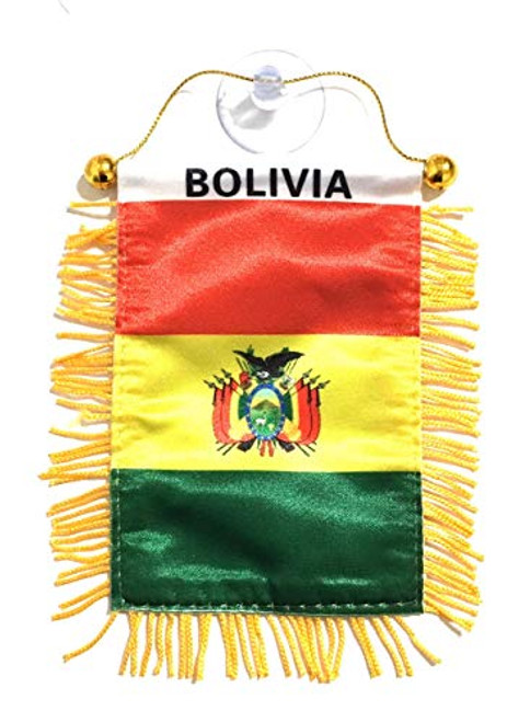 PRK 14 Bolivia Flag Bolivian Flags for Cars Accessory Sticker Decals Small Window Hanging Rearview Mirror Style Design Small Mini Banners Homes Windows Sticks to Glass Quality Made Mini Banners