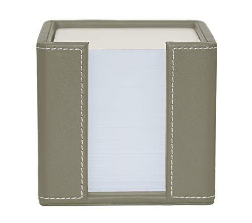 Memo Cube Holder, Light Grey, Faux Leather, Supplied with 1,000 Sheets of Paper